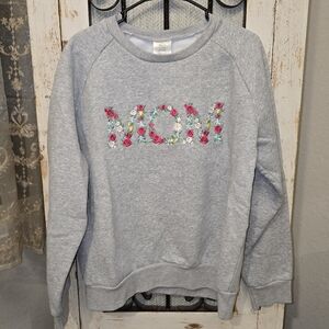 Beautiful Floral Embroidered MOM Gray Women's Sweater